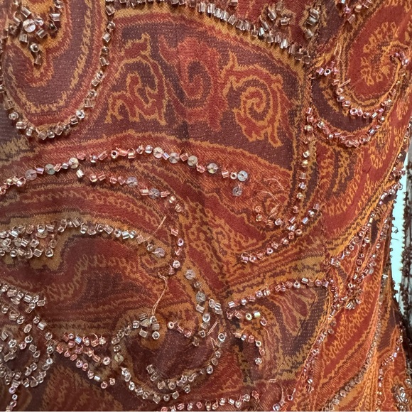 Carmen Marc Valvo Y2K 100% Silk Beaded Drape Neck Fairy Blouse Top - Picture 13 of 16